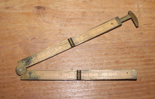 Load image into Gallery viewer, Vintage Lufkin No 388 12" Folding Rule Hand Tool Ruler Tape Wood & Brass W/ Caliper