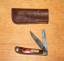 Load image into Gallery viewer, LL Bean Pocket Knife Double Blade With Leather Sheath 2” Blade