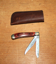 Load image into Gallery viewer, LL Bean Pocket Knife Double Blade With Leather Sheath 2” Blade