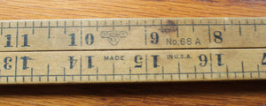 Antique Stanley No. 68A Boxwood & Brass Folding Rule 24” Sweetheart Logo Vintage