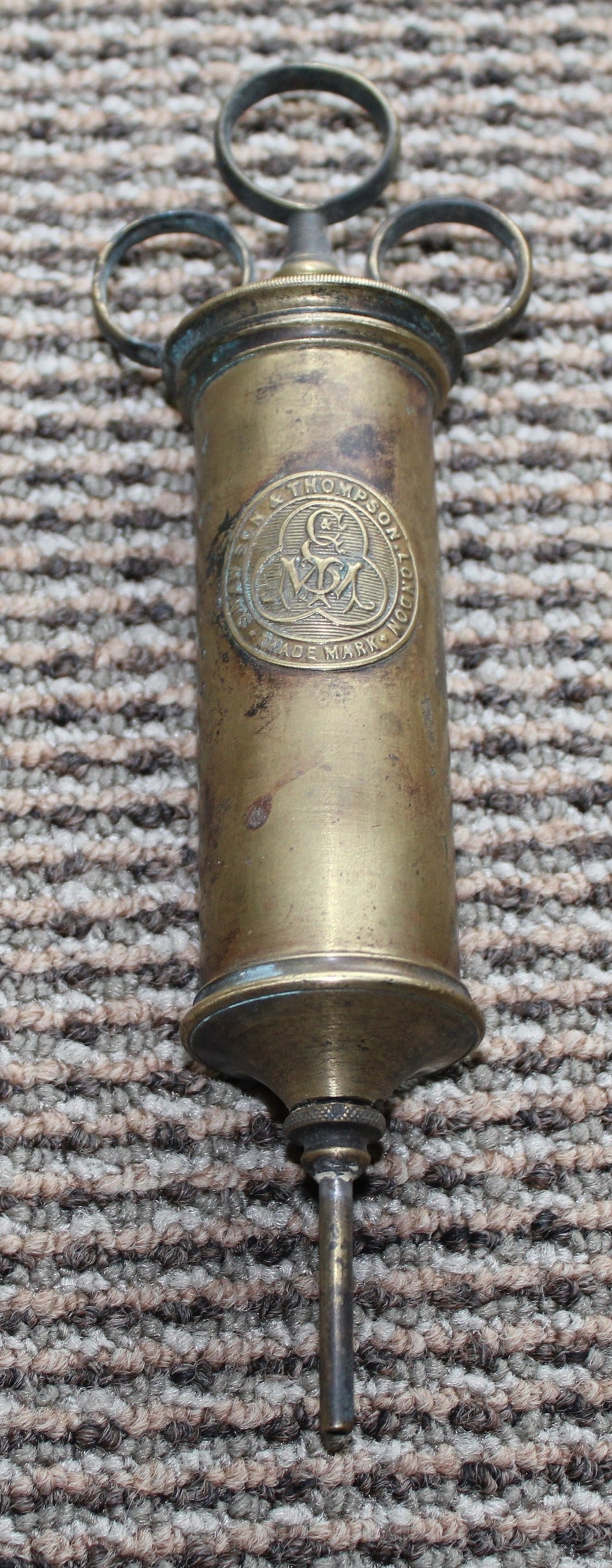 Antique Medical Pump / Ear Syringe - S. Maw Son & Thompson, London - Brass - circa 1880