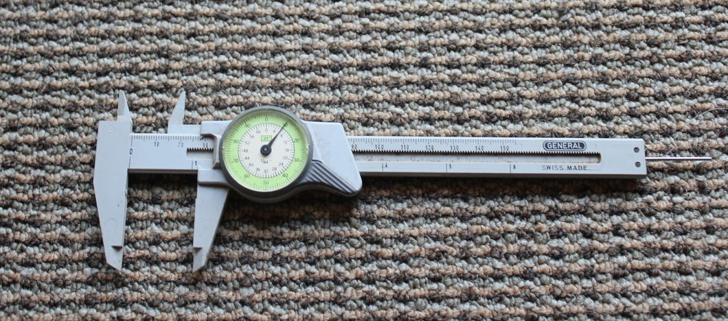 Swiss Made General 6 inch Dial Caliper Direct Reading No. 142 Color Coded Dial
