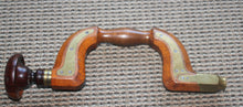 Load image into Gallery viewer, ANTIQUE Wood Brass Bit Brace Brass Trim Woodworking Tool Drill HAWKE SHEFFIELD
