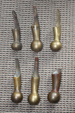 Load image into Gallery viewer, Six Vintage BRASS HORSE HAMES KNOBS, for Harness, Walking Sticks &amp; Cane Tops
