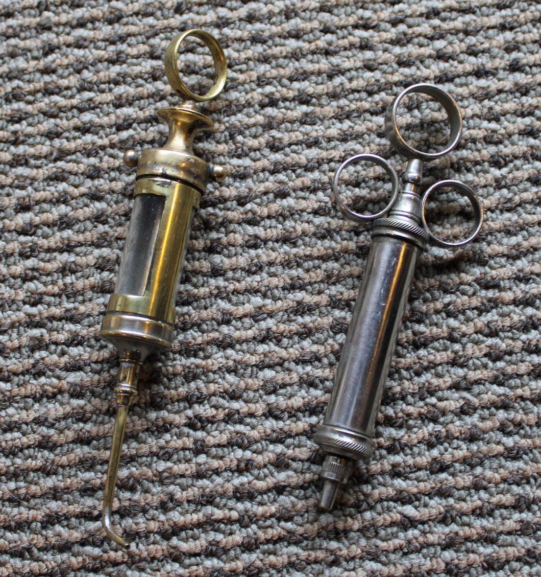 Two Antique Elegant Medical / Dental Syringes