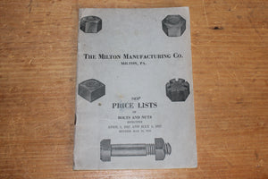 The Milton Manufacturing Co. Price List 1927