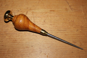 Elegant 9 ½ Inch Brass & Oak Scratch Awl