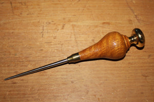 Elegant 9 ½ Inch Brass & Oak Scratch Awl