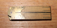 Load image into Gallery viewer, Vintage Lufkin No 388 12&quot; Folding Rule Hand Tool Ruler Tape Wood &amp; Brass W/ Caliper
