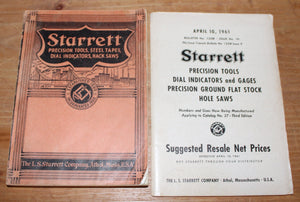 Vintage STARRETT TOOLS CATALOG No. 26 Antique Tools Catalog, 1938 and 1961 Suggested Resale Net Prices Bulletin