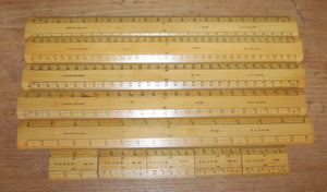 Exceptional Antique Cased Set of Engine Divided Scales Boxwood Rules / Rulers