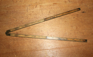 Vintage STANLEY No. 62 1/2 Rule, Boxwood Brass 24" Narrow Folding Ruler