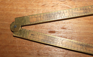 Vintage STANLEY No. 62 1/2 Rule, Boxwood Brass 24" Narrow Folding Ruler