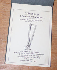 Rare - The Handyman Combination Tool Manual, Photographs Of Uses For Tool
