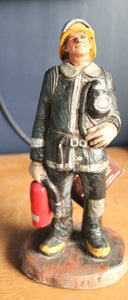 Vintage Michael Garman 9.5" Firefighter "Mop-up" Hand Painted Fireman Sculpture First Responder - Rare