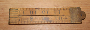 Vintage RABONE No 1167 Boxwood & Brass Bound Folding Ruler 24 inch