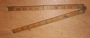 Vintage RABONE No 1167 Boxwood & Brass Bound Folding Ruler 24 inch