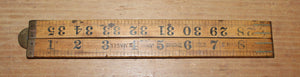 Vintage RABONE No 1167 Boxwood & Brass Bound Folding Ruler 36 inch