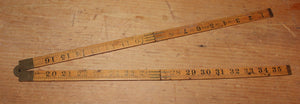Vintage RABONE No 1167 Boxwood & Brass Bound Folding Ruler 36 inch