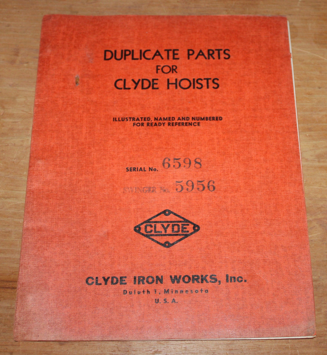 Duplicate Parts for Clyde Hoists Book - Clyde Iron Works