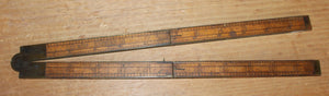 Vintage STANLEY Ruler 72 1/2 Boxwood &amp; Brass Carpenters' Folding Rule