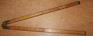 Antique C-S Co. Pine Meadow 2 Foot Folding Ruler Wood and Brass 24 Inch