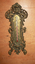 Load image into Gallery viewer, Vintage Victorian Art Nouveau Cast brass thermometer
