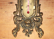 Load image into Gallery viewer, Vintage Victorian Art Nouveau Cast brass thermometer
