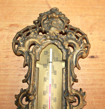 Load image into Gallery viewer, Vintage Victorian Art Nouveau Cast brass thermometer
