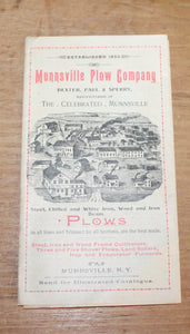 Vintage OLD MUNNSVILLE NY PLOW CO SALES CATALOG BROCHURE/FOLD-OUT