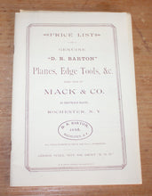Load image into Gallery viewer, Price List of DR BARTON Planes, Edge Tools, Made by MACK &amp; CO. 1832

