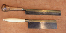 Load image into Gallery viewer, Two Fancy Early Antique Keyhole Saws 1.Turned Bone 2. Boxwood
