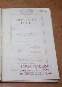 Precision Tools - Pratt &amp; Whitney Co. 1904 Hartford Connecticut