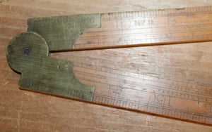 STANLEY No. 12 Boxwood and Brass Carpenter's Sliding Rule