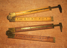 Load image into Gallery viewer, Vintage Lufkin No. 372 &amp; No. 372 (36-1/2) Boxwood Brass Folding 12 Inch Rulers With Caliper
