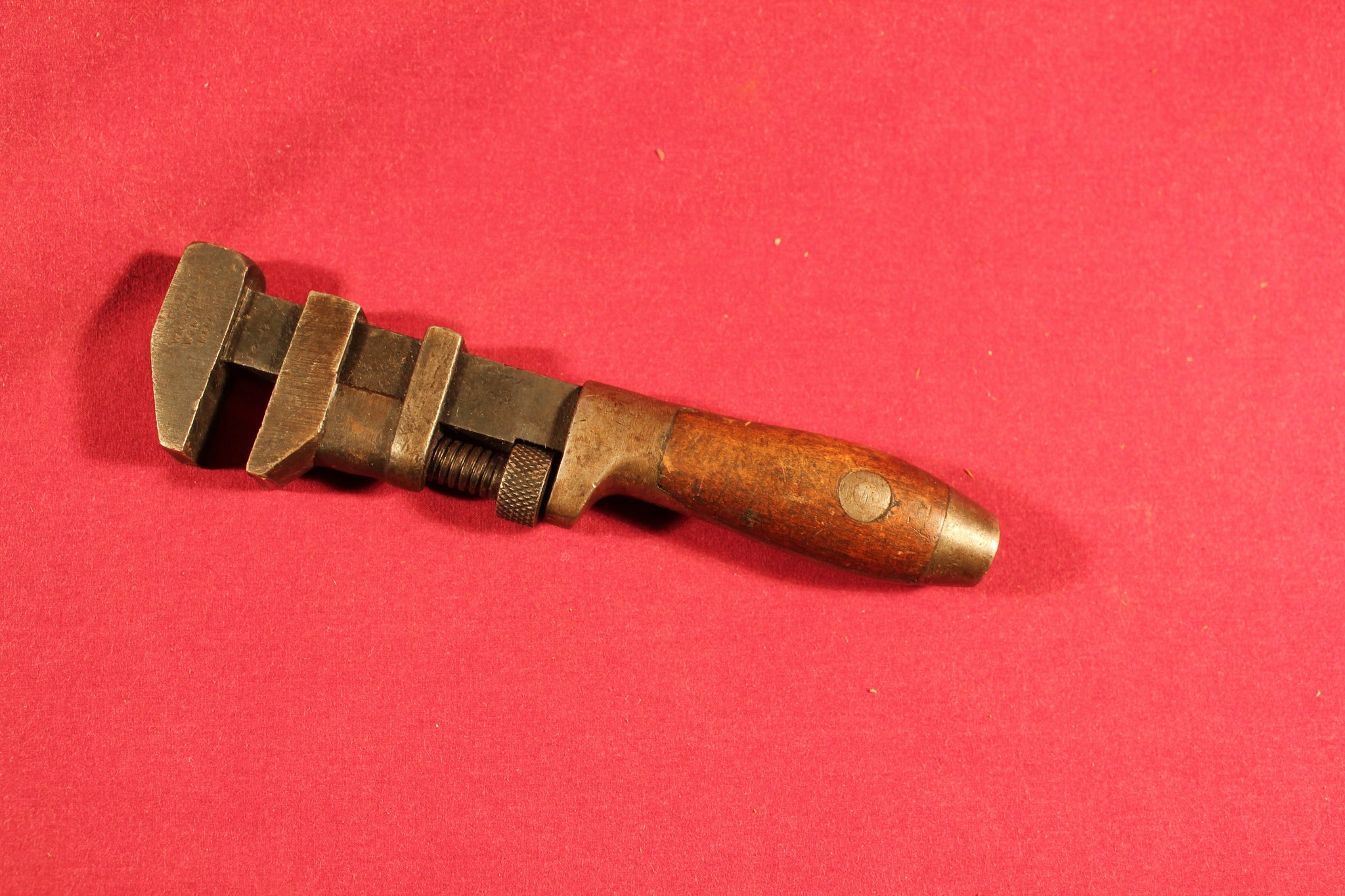 Vintage Monkey Wrench with Wood Handle