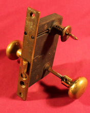 Load image into Gallery viewer, VINTAGE Corbin Iron &amp; Brass Door Lock With Key &amp; Brass Door Knobs
