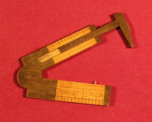 Load image into Gallery viewer, Vintage Stanley 6&quot; Folding Rule &amp; Caliper No. 13 1/2 Brass &amp; Wood Made in USA

