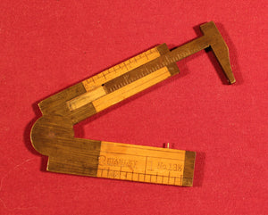 Vintage Stanley 6" Folding Rule & Caliper No. 13 1/2 Brass & Wood Made in USA