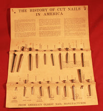 Load image into Gallery viewer, Vintage Nail Display History of Cut Nails In America 20 Old Nails Display Tools
