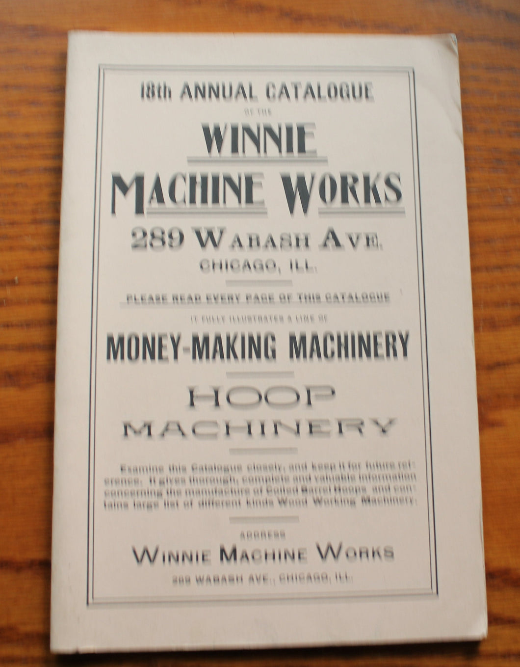 18th Annual Winnie Machine Works Catalogue Reprint