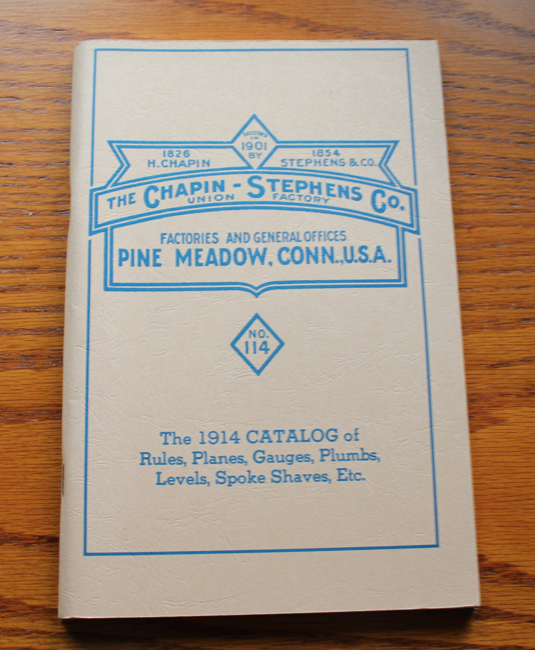 CHAPIN-STEPHENS Co 1914 Catalog of Rules, Planes, Gauges, Plumbs, Etc. Reprint
