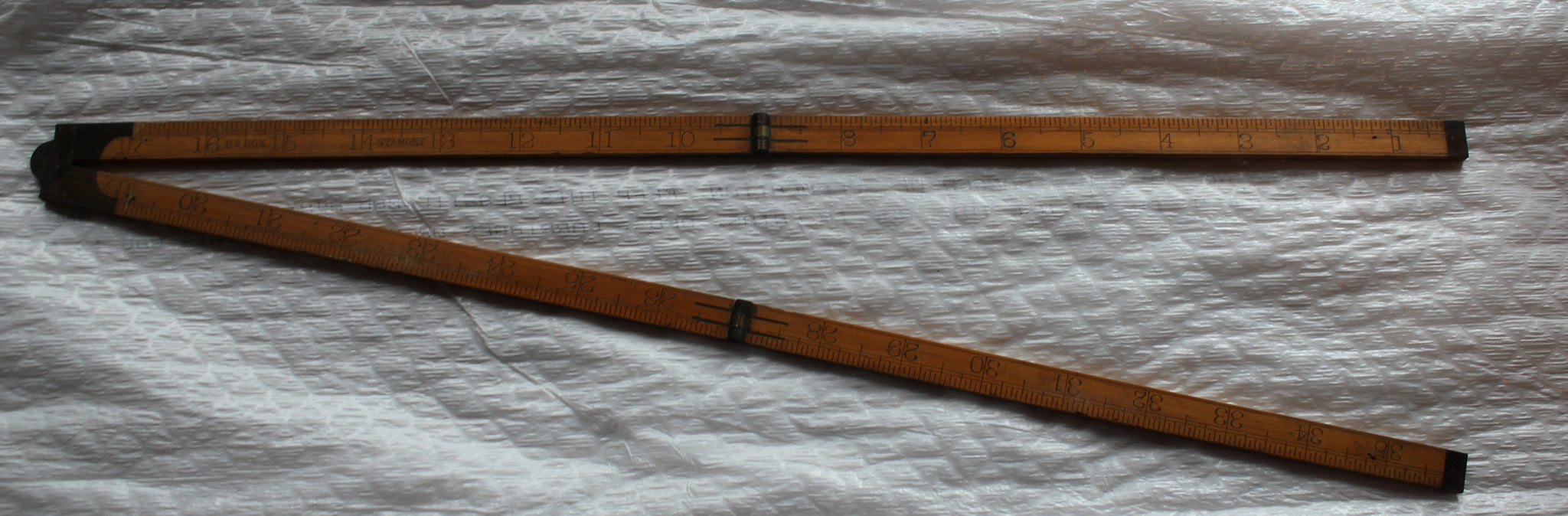 Vintage Stanley No.61 Folding Boxwood Brass 24 Inch Ruler Warranted Boxwood