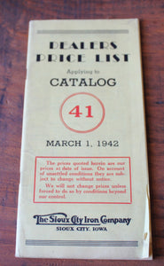 Vintage 1942 Sioux Tools Inc. Master Price List Catalog No. 41 Sioux City Iowa