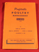 Load image into Gallery viewer, Profitable Poultry Management John M Snyder 23rd Ed. 1958 Vintage Book Beacon

