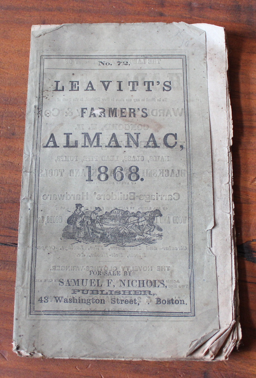 Leavitt’s Farmer’s Almanac 1868 No. 72