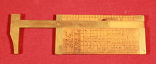 Load image into Gallery viewer, Vintage Rabone No 1206 Boxwood Brass Slide Ruler &amp; Conversion Charts Rope Gauge
