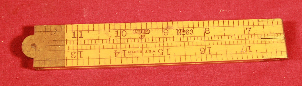Vintage Stanley Sweetheart Rule & Level Co. No. 63 Folding Wood Ruler, 24