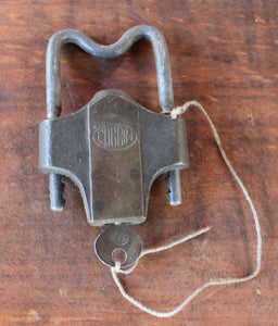 Vintage CORBIN Lock with Corbin  Key – 3 Inch Shackle - Adjustable Side Lock