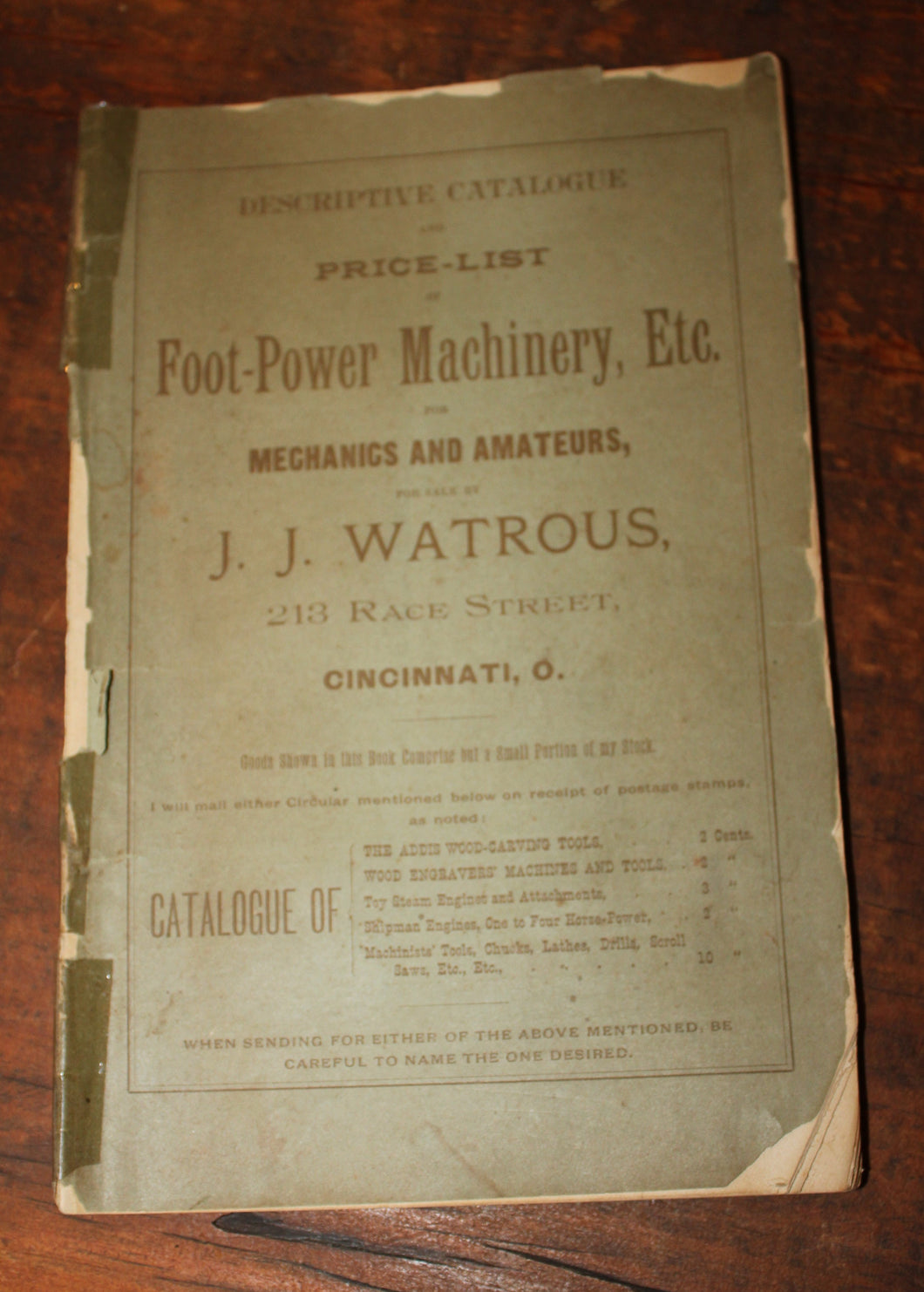 J J Watrous Illustrated Catalogue And Price List Of Foot Power Machinery And Mechanics Supplies